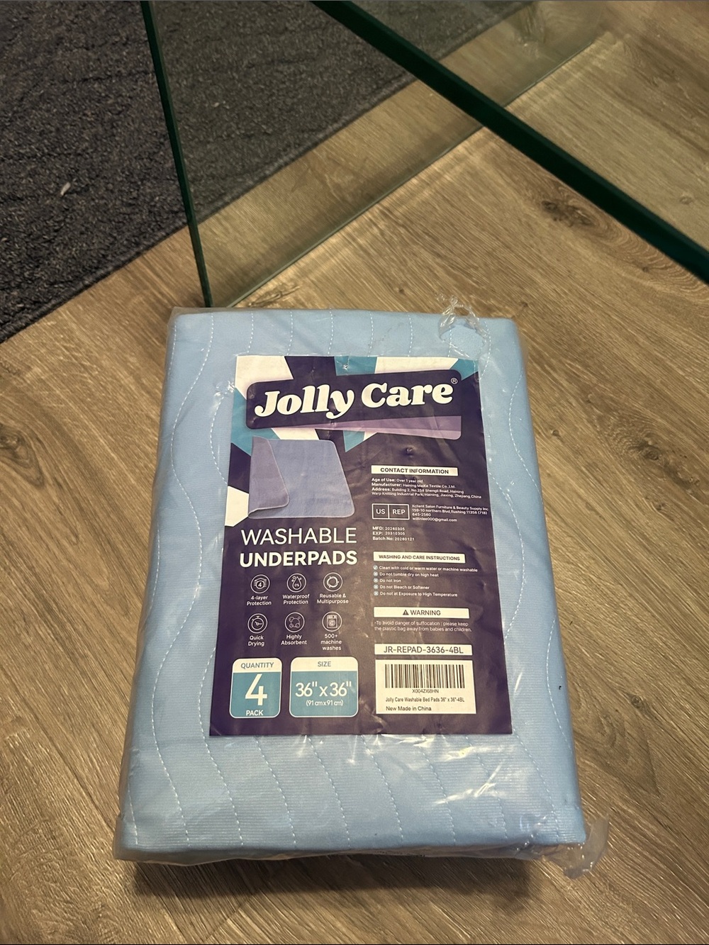 Washable Underpads - Light Blue (4-Pack)